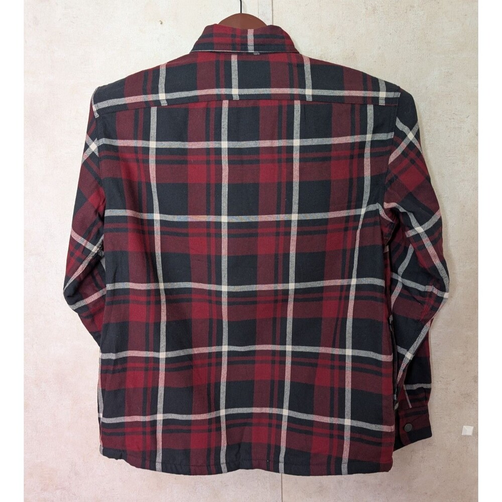 Wrangler Flannel Shirt Jacket Mens S Red Plaid Sherpa Lined Shacket Warm - Picture 3 of 9